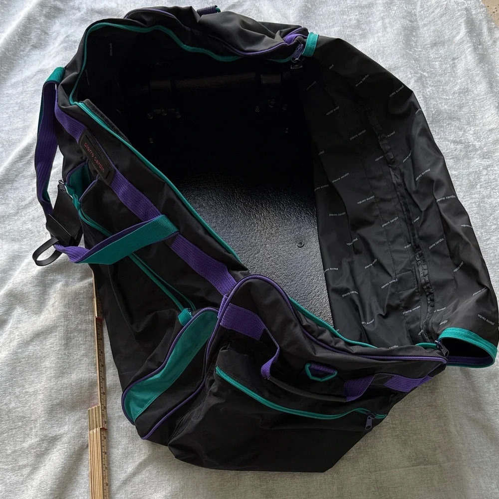 Pierre Cardin Vintage 90s Black Purple Duffel Bag Travel Gym Bag